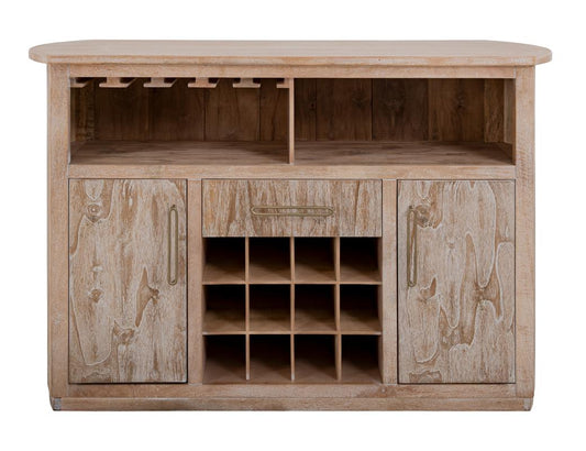 1-Drawer 2-Door Bar with Wine | White Balam Mango & Teak Wood