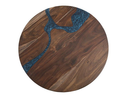 Zaphiro Round Dining Table | Handcrafted Parota Wood & Sapphire Epoxy