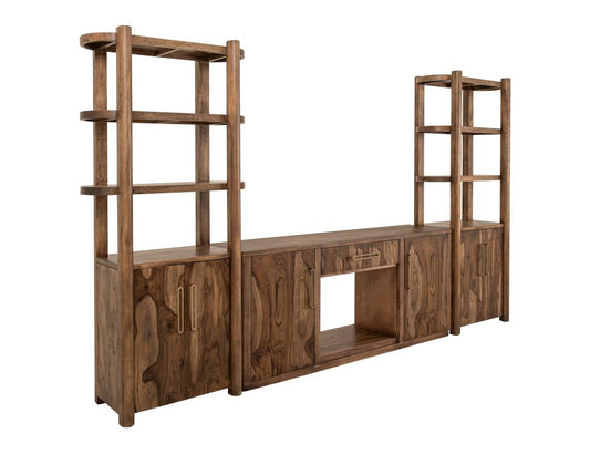 Balam Wall Unit with Fireplace | Handcrafted Mango & Teak Wood