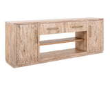 White Balam 80" TV Stand with Fireplace Insert | Mango & Teak