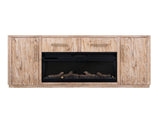 White Balam 80" TV Stand with Fireplace Insert | Mango & Teak