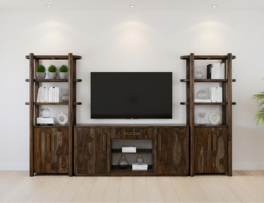 Black Balam 80-inch Wall Unit TV Stand | Mango & Teak Wood