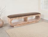 Upholstered Balam Bench - Sustainable Mango Wood with Storage