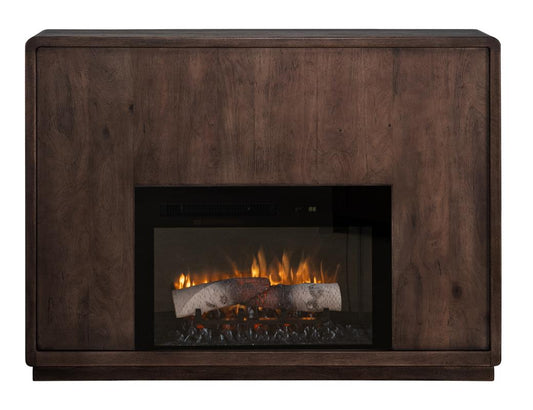 Dark Mesquite Mantel Fireplace - Modern Wood Burning Design