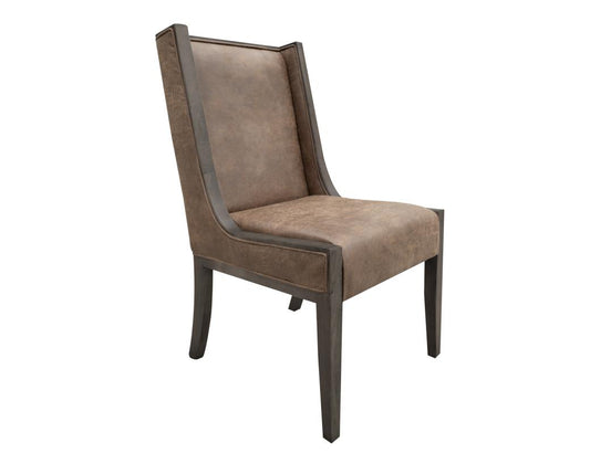 Dark Mesquite Wooden Upholstered Chair - Solid Melina Wood Dining