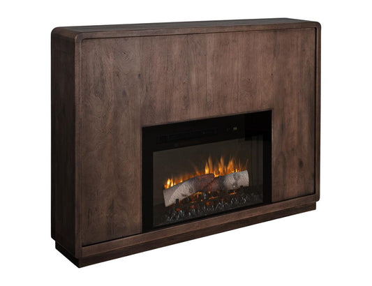 Dark Mesquite Mantel Fireplace - Modern Wood Burning Design