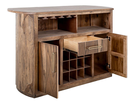 Mango & Teak Wood Bar with 1 Drawer & 2 Doors | Elegant Storage