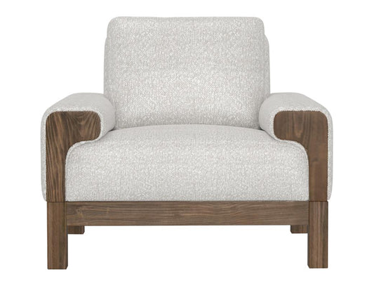 Modern Wooden Frame Armchair | Premium Fabric & Exposed Wood Design