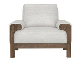 Modern Wooden Frame Armchair | Premium Fabric & Exposed Wood Design