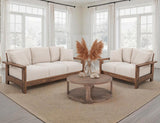 Wooden Frame Armchair | Duna Collection Pearl Fabric Chair