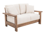 Wooden Frame Upholstered Loveseat - Duna Collection Pearl Fabric