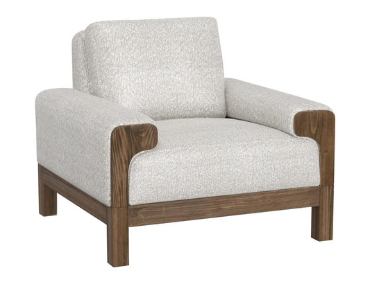 Modern Wooden Frame Armchair | Premium Fabric & Exposed Wood Design