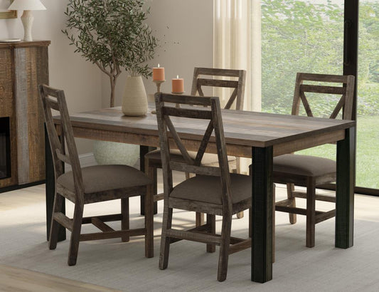 65" Loft Brown Pine Wood Table with Hand-Forged Iron Hardware