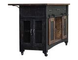 Pueblo Black 3 Drawer Kitchen Island - Solid Pine Wood
