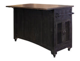 Pueblo Black 3 Drawer Kitchen Island - Solid Pine Wood