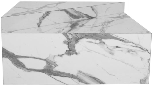 Aritzia Contemporary Coffee Table with Elegant Calacatta Surface and Geometric Design for Modern Spaces
