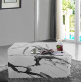 Aritzia Contemporary Coffee Table with Elegant Calacatta Surface and Geometric Design for Modern Spaces