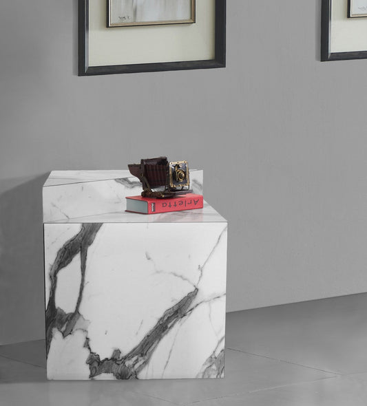 Aritzia Contemporary End Table with Elegant Faux Marble Surface and Durable Wooden Frame Design