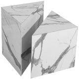 Aritzia Contemporary End Table with Elegant Faux Marble Surface and Durable Wooden Frame Design
