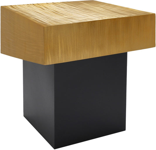 Palladium Iron Contemporary End Table - Luxe Matte Black Base with Textured Metallic Finish Design