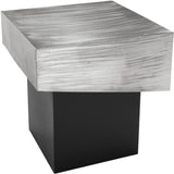 Palladium Iron Contemporary End Table - Luxe Matte Black Base with Textured Metallic Finish Design