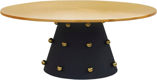 Raven Contemporary Coffee Table with Brushed Gold Top & Matte Black Base for Modern Décor Elegance