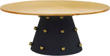Raven Contemporary Coffee Table with Brushed Gold Top & Matte Black Base for Modern Décor Elegance