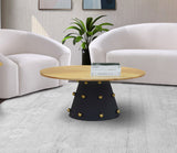 Raven Contemporary Coffee Table with Brushed Gold Top & Matte Black Base for Modern Décor Elegance