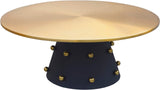 Raven Contemporary Coffee Table with Brushed Gold Top & Matte Black Base for Modern Décor Elegance