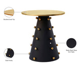 Raven Contemporary End Table with Brushed Gold Top and Matte Black Base - Stylish Modern Decor
