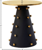 Raven Contemporary End Table with Brushed Gold Top and Matte Black Base - Stylish Modern Decor