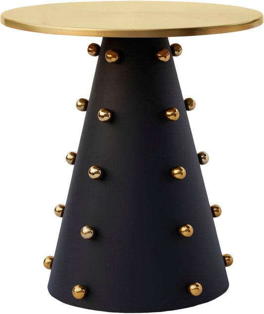Raven Contemporary End Table with Brushed Gold Top and Matte Black Base - Stylish Modern Decor
