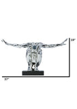 Large Saluting Man Resin Sculpture // Chrome