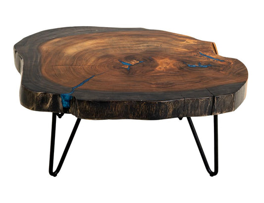 Live Edge Parota Epoxy Cocktail Table | Solid Wood Furniture
