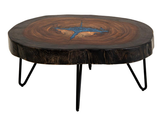 Live Edge Parota Epoxy Cocktail Table | Solid Wood Furniture