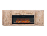 White Balam 80" TV Stand with Fireplace Insert | Mango & Teak