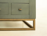 8 Drawer Sofa Table with Shelf - Green Timber Occasional Table