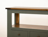 8 Drawer Sofa Table with Shelf - Green Timber Occasional Table