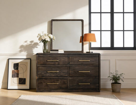 Dark Mesquite Mirror - Handcrafted Mango Wood Bedroom Mirror