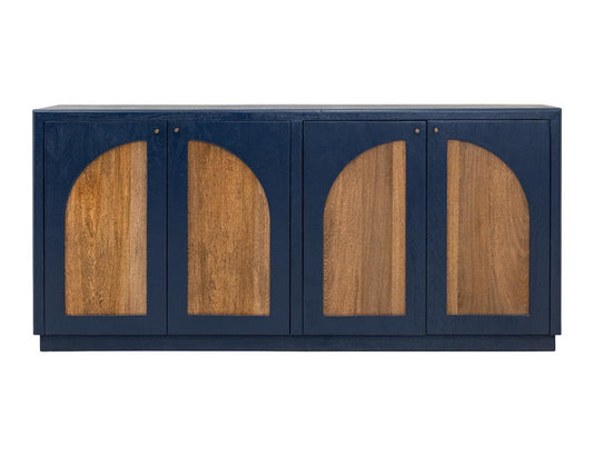 Arcadia 4 Door Console | Mango Wood Storage Cabinet Dark Blue