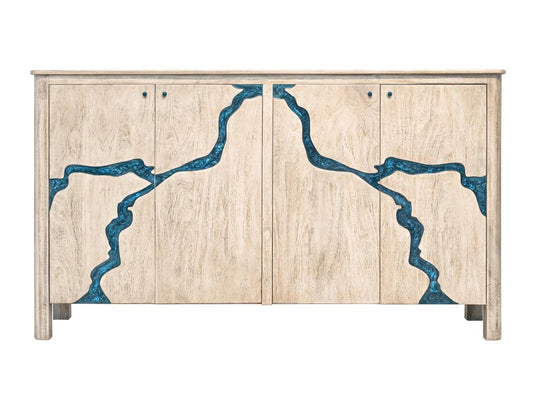 4 Door Console - Halo Mango Wood with Sapphire River Inlay