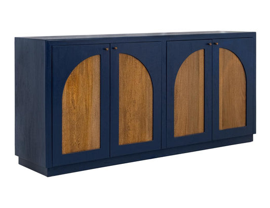 Arcadia 4 Door Console | Mango Wood Storage Cabinet Dark Blue