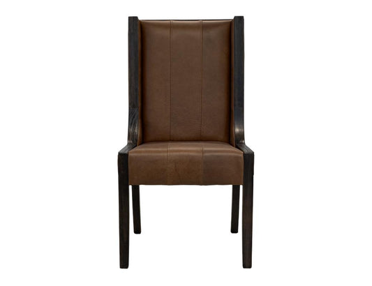 Black Balam Upholstered Chair | Cognac Leather Dining Chair