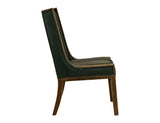 Balam Upholstered Chair - Forest Green Leather Dining Chair