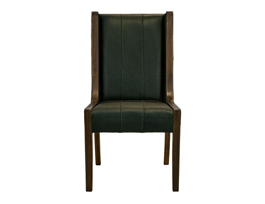 Balam Upholstered Chair - Forest Green Leather Dining Chair
