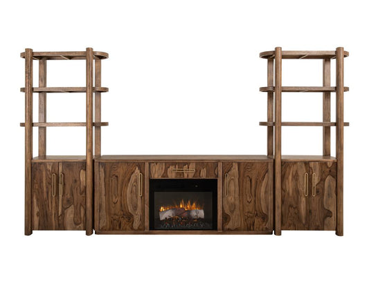 Balam Wall Unit with Fireplace | Handcrafted Mango & Teak Wood
