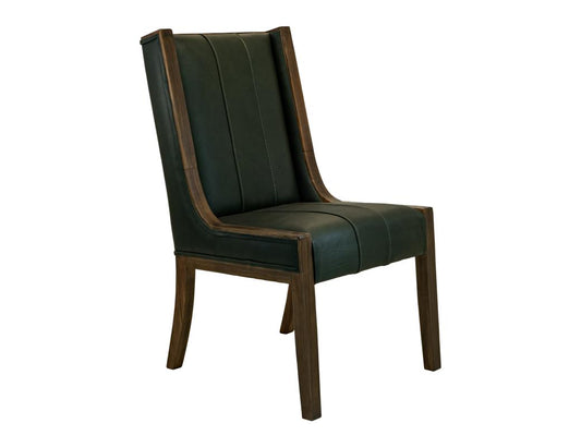 Balam Upholstered Chair - Forest Green Leather Dining Chair