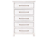 White Roots 5 Drawer Chest | Rustic Mango Wood Farmhouse Dresser