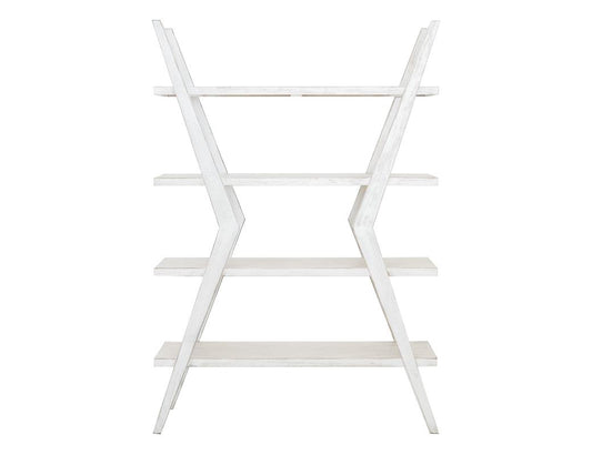 4 Shelf X-Shaped Étagère Bookcase | White Moka Mango Wood