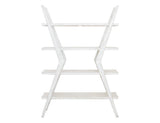 4 Shelf X-Shaped Étagère Bookcase | White Moka Mango Wood